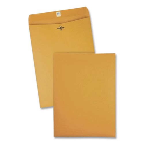 Image of Quality Park QUA37805 Clasp Envelope, 32 lb Bond Weight Kraft, #14 1/2, Square Flap, Clasp/Gummed Closure, 11.5 x 14.5, Brown Kraft, 100/Box