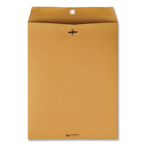Image of Quality Park QUA37805 Clasp Envelope, 32 lb Bond Weight Kraft, #14 1/2, Square Flap, Clasp/Gummed Closure, 11.5 x 14.5, Brown Kraft, 100/Box