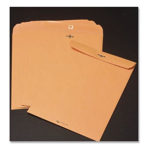 Image of Quality Park QUA37805 Clasp Envelope, 32 lb Bond Weight Kraft, #14 1/2, Square Flap, Clasp/Gummed Closure, 11.5 x 14.5, Brown Kraft, 100/Box
