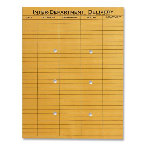 Image of Quality Park QUA63664 Brown Kraft Resealable Redi-Tac Interoffice Envelope, #97, One-Sided Five-Column Format, 10 X 13, Brown Kraft, 100/box