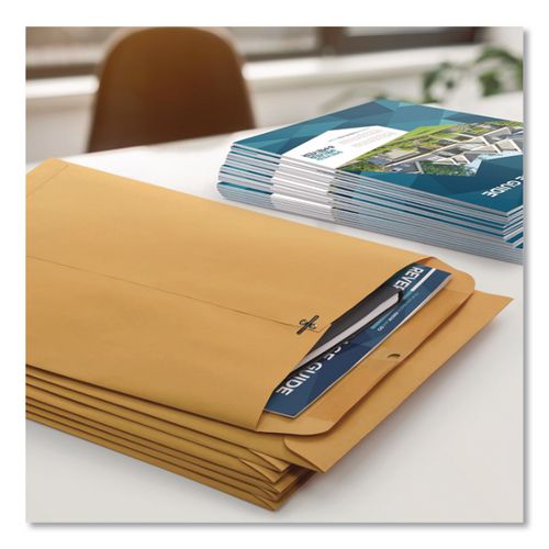 Image of Quality Park QUA37893 Clasp Envelope, 28 lb Bond Weight Kraft, #93, Square Flap, Clasp/Gummed Closure, 9.5 x 12.5, Brown Kraft, 100/Box