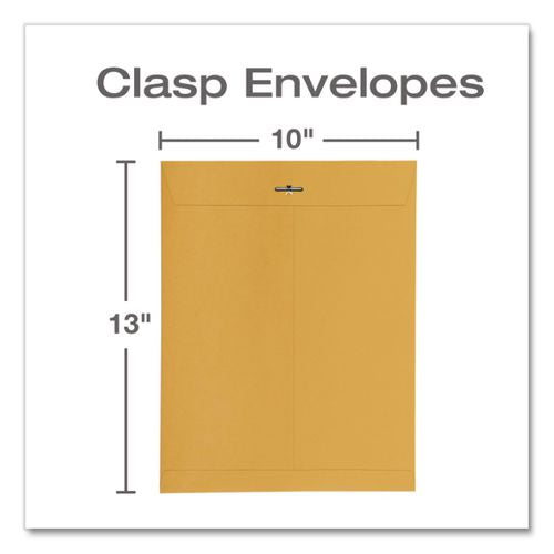 Image of Quality Park QUA37897 Clasp Envelope, 28 lb Bond Weight Kraft, #97, Square Flap, Clasp/Gummed Closure, 10 x 13, Brown Kraft, 100/Box