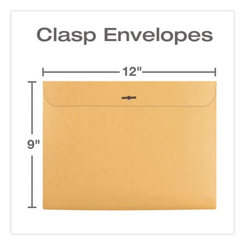 Image of Quality Park QUA38090 Redi-File Clasp Envelope, #90, Cheese Blade Flap, Clasp/gummed Closure, 9 X 12, Brown Kraft, 100/box