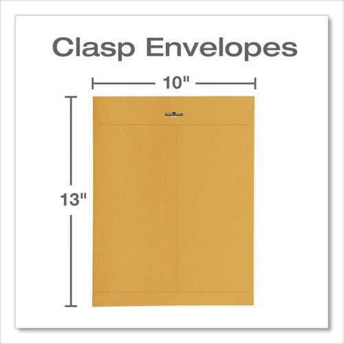 Image of Quality Park QUA38197 Clasp Envelope, 28lb Bond Weight Kraft, #97, Square Flap, Clasp/Gummed Closure, 10 x 13, Brown Kraft, 100/Box