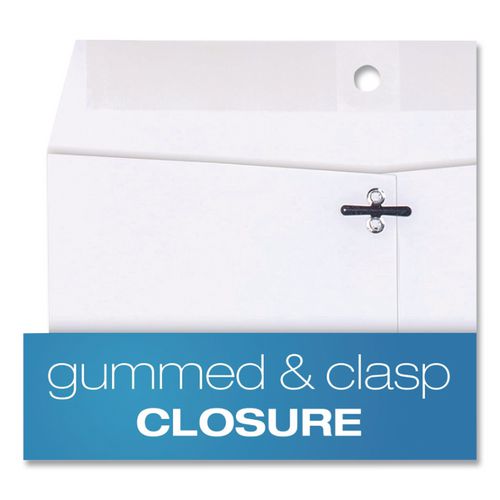 Image of Quality Park Clasp Envelope, 28 lb Bond Weight Paper, #90, Square Flap, Clasp/Gummed Closure, 9 x 12, White, 100/Box
