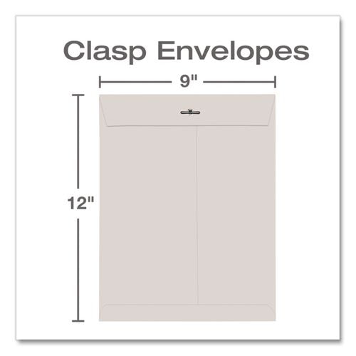 Image of Quality Park Clasp Envelope, 28 lb Bond Weight Kraft, #90, Square Flap, Clasp/Gummed Closure, 9 x 12, Executive Gray, 100/Box