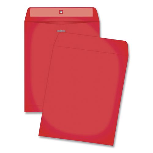 Image of Quality Park QUA38734 Clasp Envelope, 28 lb Bond Weight Paper, #90, Square Flap, Clasp/Gummed Closure, 9 x 12, Red, 10/Pack
