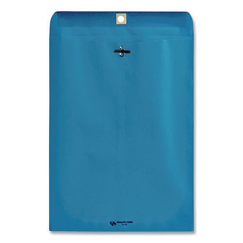 Image of Quality Park QUA38737 Clasp Envelope, 28 lb Bond Weight Kraft, #90, Square Flap, Clasp/Gummed Closure, 9 x 12, Blue, 10/Pack