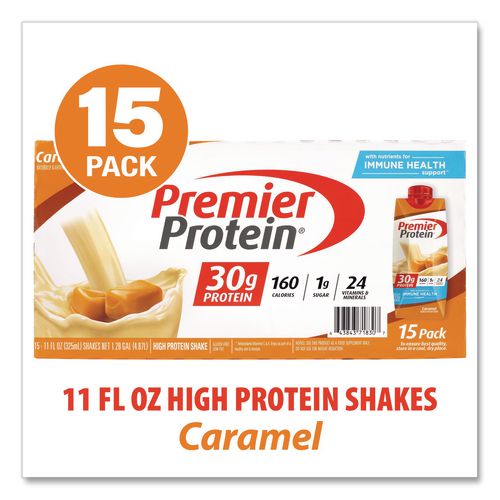 Image of Premier Protein® 643843718307 Caramel Shake, 11 oz Bottle, 15/Carton