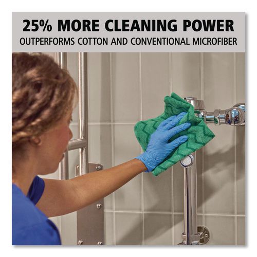 Image of Rubbermaid® Commercial FGQ62000GR00 Reusable Cleaning Cloths, Microfiber, 16 X 16, Green, 12/carton