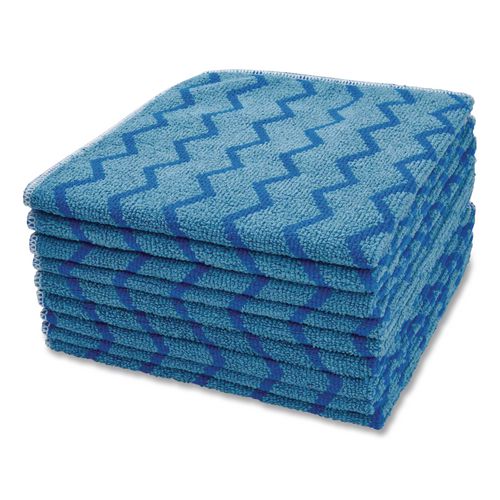 Image of Rubbermaid® Commercial FGQ62000BL00 Hygen Microfiber Cleaning Cloths, 16 X 16, Blue, 12/carton