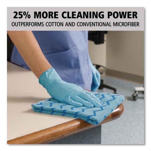 Image of Rubbermaid® Commercial FGQ62000BL00 Hygen Microfiber Cleaning Cloths, 16 X 16, Blue, 12/carton