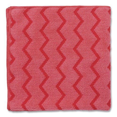 Image of Rubbermaid® Commercial FGQ62000RD00 Hygen Microfiber Cleaning Cloths, 16 X 16, Red, 12/carton