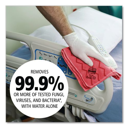 Image of Rubbermaid® Commercial FGQ62000RD00 Hygen Microfiber Cleaning Cloths, 16 X 16, Red, 12/carton
