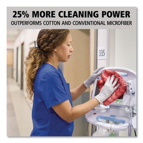 Image of Rubbermaid® Commercial FGQ62000RD00 Hygen Microfiber Cleaning Cloths, 16 X 16, Red, 12/carton