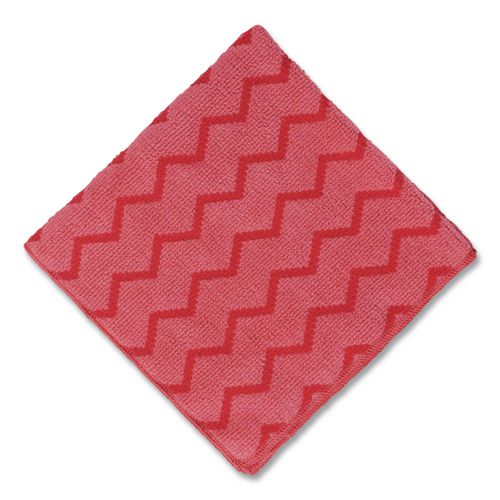 Image of Rubbermaid® Commercial FGQ62000RD00 Hygen Microfiber Cleaning Cloths, 16 X 16, Red, 12/carton