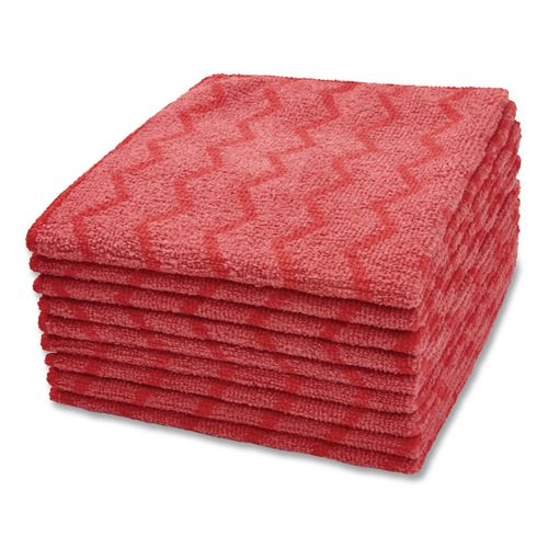Image of Rubbermaid® Commercial FGQ62000RD00 Hygen Microfiber Cleaning Cloths, 16 X 16, Red, 12/carton