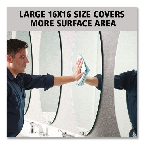 Image of Rubbermaid® Commercial FGQ63000BL00 Executive Series Hygen Cleaning Cloths, Glass Microfiber, 16 x 16, Blue, 12/Carton