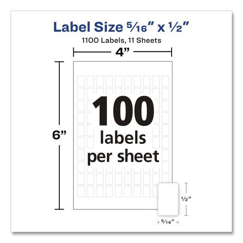 Image of Avery® 13934/5412 Handwrite Only Self-Adhesive Removable Labels, 0.31 x 0.5, 100 Labels/Sheet, 11 Sheets/Pack