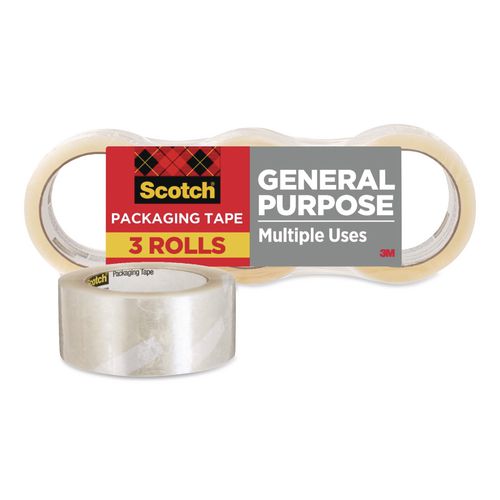 Image of Scotch® 3350-3 3350 General Purpose Packaging Tape, 3" Core, 1.88" x 54.6 yds, Clear, 3 Rolls/Pack