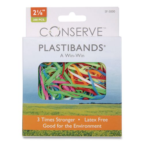 Image of CONSERVE® BAUSF-5000 PlastiBands, 2.13" Long, Assorted Colors, 200/Box