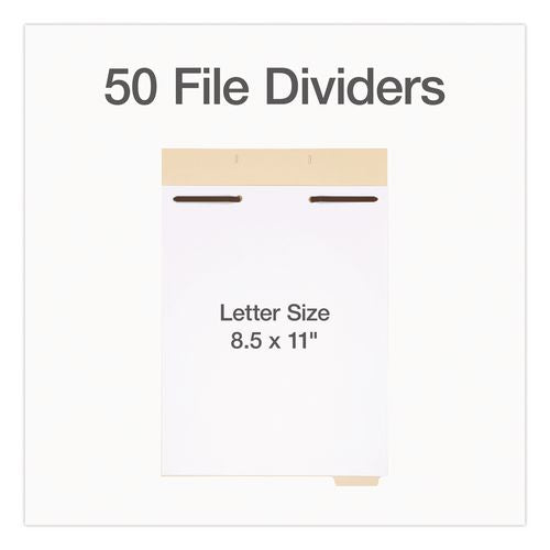 Image of Pendaflex® 75600 File Divider Set, End Tab: 1/5-Cut, 1 Fastener, Letter Size, Manila, 50/Pack
