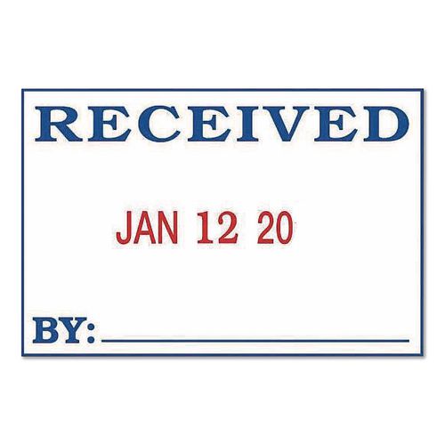 Image of COSCO 2000PLUS® 011035 4-In-1 Message Date Stamp, 5 Years, ENTERED/FAXED/PAID/RECEIVED, 1.75 x 1.12, Red/Blue Ink