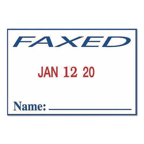 Image of COSCO 2000PLUS® 011035 4-In-1 Message Date Stamp, 5 Years, ENTERED/FAXED/PAID/RECEIVED, 1.75 x 1.12, Red/Blue Ink