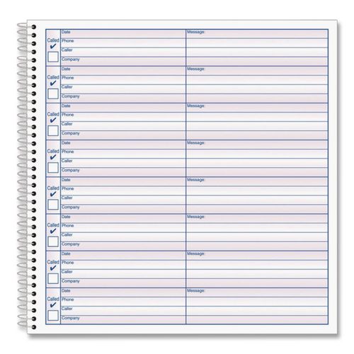 Image of Adams® S8714 Voice Mail Log Books, One-Part (No Copies), 8.25 x 8.5, 8 Forms/Sheet, 480 Forms Total, 2/Pack