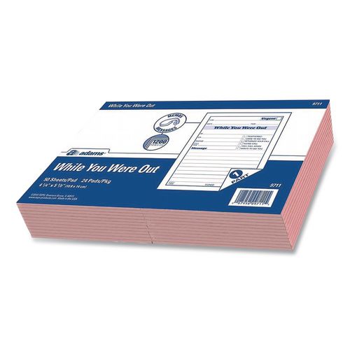 Image of Adams® 9711 While You Were Out Memo Pad, One-Part (No Copies), 4.25 x 5.5, 50 Forms/Pad, 24 Pads/Pack