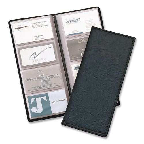 Image of Cardinal® 34422 Business Card File, Holds 96 Cards, 4.3 x 0.4 x 10.4, Vinyl, Black