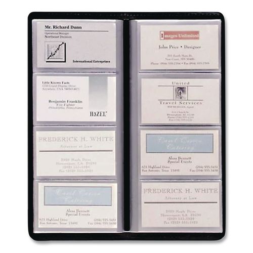 Image of Cardinal® 34422 Business Card File, Holds 96 Cards, 4.3 x 0.4 x 10.4, Vinyl, Black