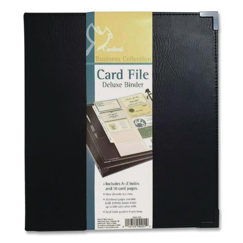 Image of Cardinal® 65361 C20 Business Collection Business Card Binder, Holds 200 2" x 3.5" Cards, 10.4 x 1.75 x 11.5, Vinyl, Black