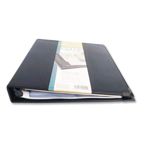 Image of Cardinal® 65361 C20 Business Collection Business Card Binder, Holds 200 2" x 3.5" Cards, 10.4 x 1.75 x 11.5, Vinyl, Black