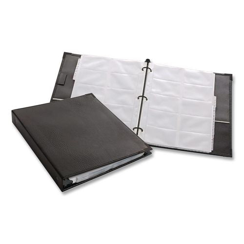 Image of Cardinal® 65361 C20 Business Collection Business Card Binder, Holds 200 2" x 3.5" Cards, 10.4 x 1.75 x 11.5, Vinyl, Black