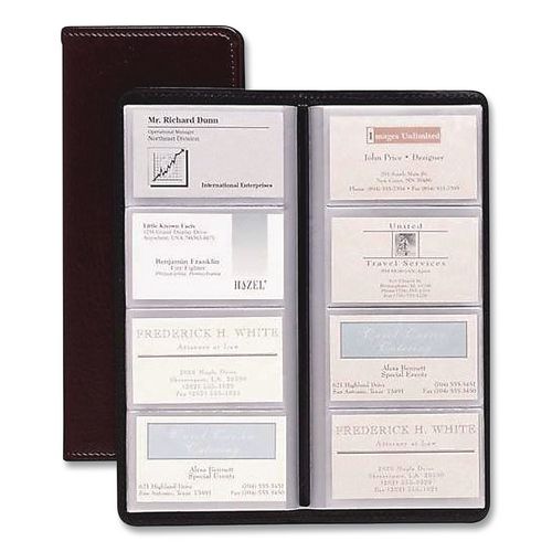 Image of Cardinal® 34422 Business Card File, Holds 96 Cards, 4.3 x 0.4 x 10.4, Vinyl, Black