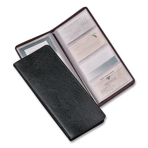 Image of Cardinal® 34422 Business Card File, Holds 96 Cards, 4.3 x 0.4 x 10.4, Vinyl, Black