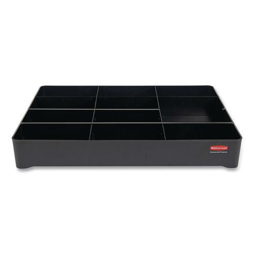 Image of Rubbermaid® Commercial 2124078 Amenity Organizer for all Rubbermaid Commercial Full Size and Compact Housekeeping Carts, 11 Sections, 18.75 x 3.62, Black