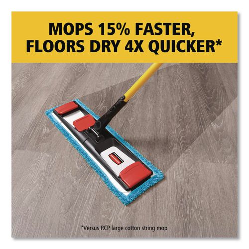 Image of Rubbermaid® Commercial 2132426 Adaptable Flat Mop Kit, 19.5 X 5.5 Blue Microfiber Head, 48" To 72" Yellow Aluminum Handle