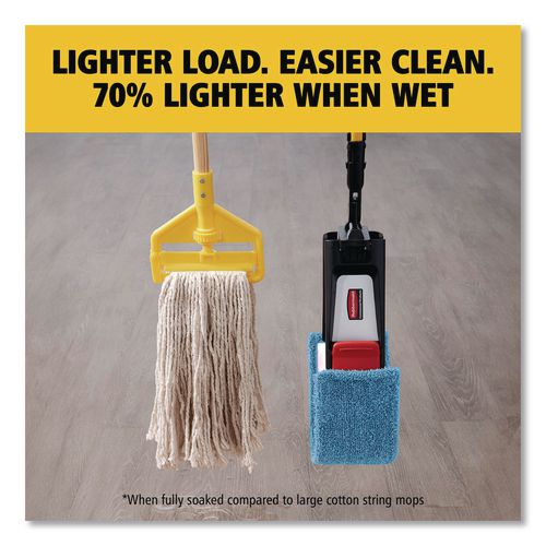 Image of Rubbermaid® Commercial 2132426 Adaptable Flat Mop Kit, 19.5 X 5.5 Blue Microfiber Head, 48" To 72" Yellow Aluminum Handle