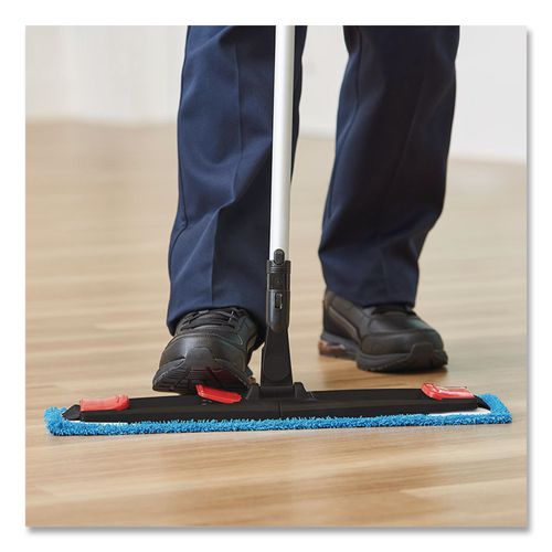 Image of Rubbermaid® Commercial 2132426 Adaptable Flat Mop Kit, 19.5 X 5.5 Blue Microfiber Head, 48" To 72" Yellow Aluminum Handle