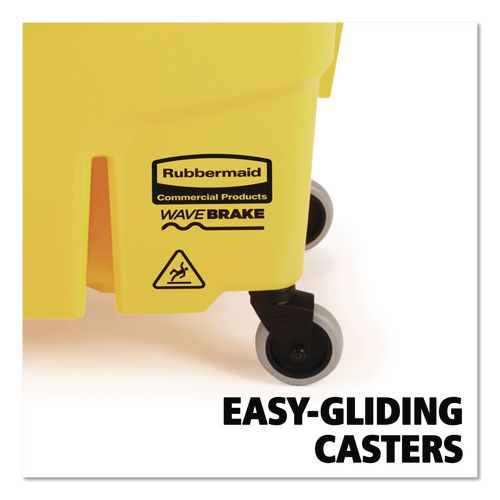 Image of Rubbermaid® Commercial FG748000YEL Wavebrake 2.0 Bucket/wringer Combos, Side-Press, 26 Qt, Plastic, Yellow