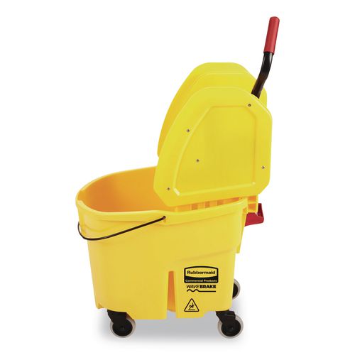 Image of Rubbermaid® Commercial FG757788YEL Wavebrake 2.0 Bucket/wringer Combos, Down-Press, 35 Qt, Plastic, Yellow
