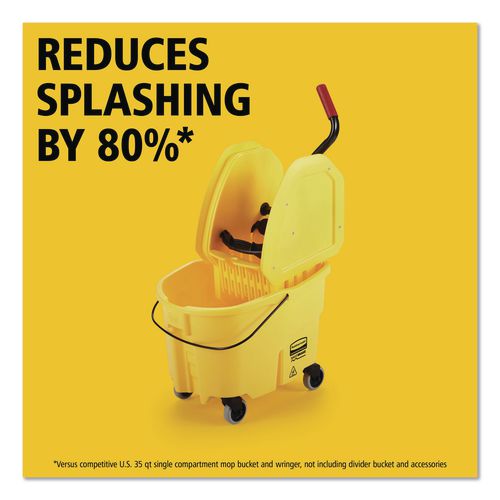 Image of Rubbermaid® Commercial FG757788YEL Wavebrake 2.0 Bucket/wringer Combos, Down-Press, 35 Qt, Plastic, Yellow