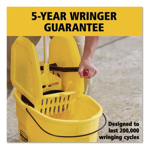 Image of Rubbermaid® Commercial FG757788YEL Wavebrake 2.0 Bucket/wringer Combos, Down-Press, 35 Qt, Plastic, Yellow
