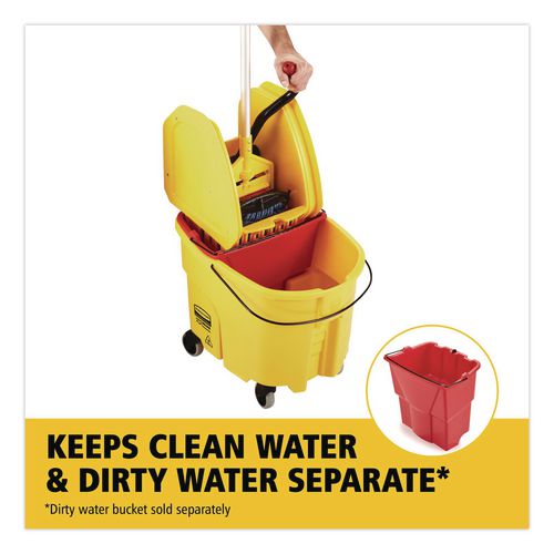 Image of Rubbermaid® Commercial FG757788YEL Wavebrake 2.0 Bucket/wringer Combos, Down-Press, 35 Qt, Plastic, Yellow
