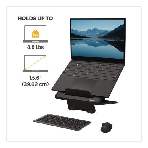 Image of Fellowes® 100098500 Breyta Laptop Stand, 9.25" x 10.55" x 0.55" to 8", Black, Supports Up to 8.8 lbs.