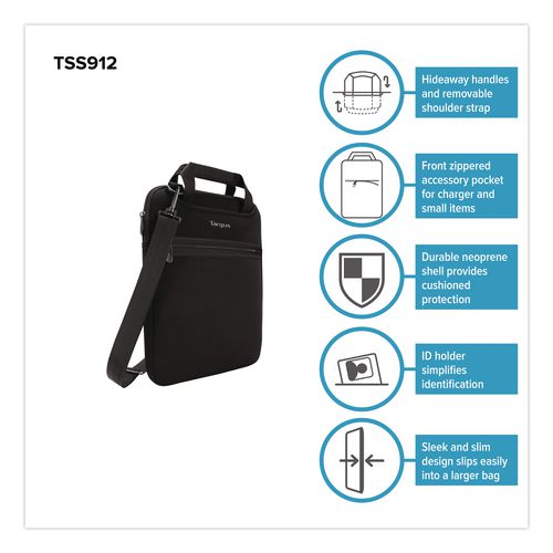 Image of Targus® TSS912 Slipcase Neoprene Laptop Sleeve, 12", 10.25 x 1.2 x 13.5, Black