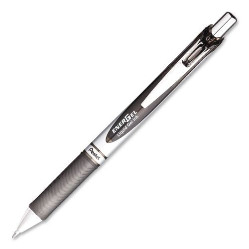 Image of Pentel® BL77BP3A EnerGel RTX Liquid Gel Pen, Retractable. Medium 0.7 mm, Black Ink, Black/Gray Barrel, 3/Pack
