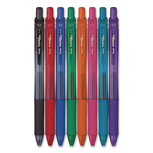 Image of Pentel® BL107CRBP8M EnerGel X Gel Pen, Retractable, Medium 0.7 mm, Assorted Ink and Barrel Colors, 8/Pack